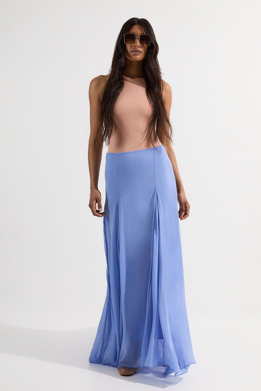 Crinkle Georgette Godet Woven Maxi Skirt | Karen Millen